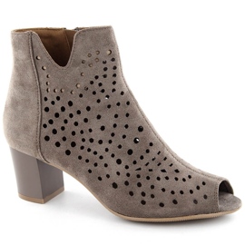 Ženske otvorene gležnjače od brušene kože smeđe Jezzi ASA169-11 smeđa