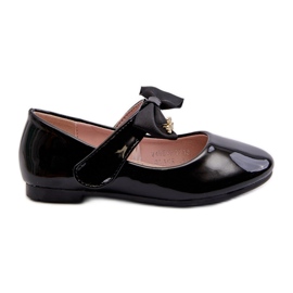Dječje lakirane balerinke s čičak mašnom i crnim mačkastim okom crna