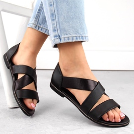 Ženske slip-on sandale s elastičnom trakom, crne Jezzi 3882 crna