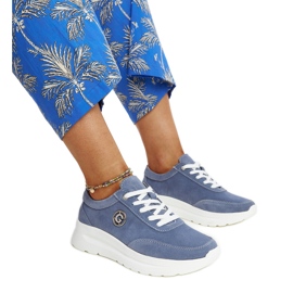 Plave kožne cipele s ukrasnom kopčom plava