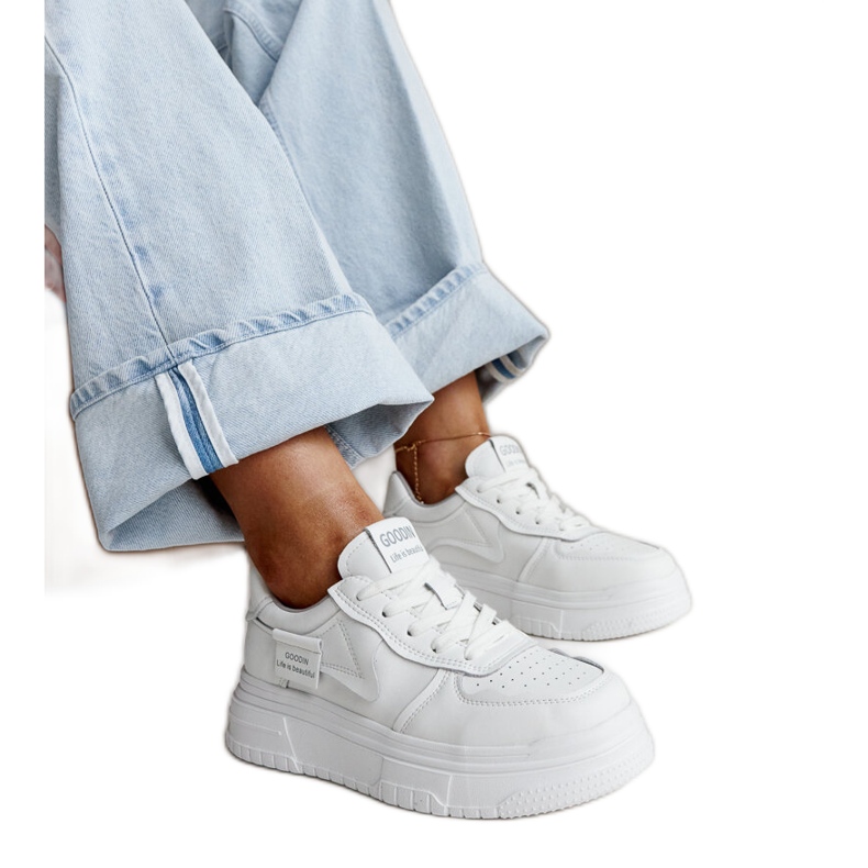 Aria bijele kožne tenisice s debelim potplatom bijela