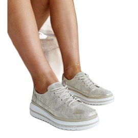 Piano zlatne kožne tenisice na wedge zlatni