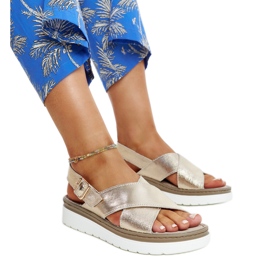 Ithar zlatne kožne sandale s platformom zlatni