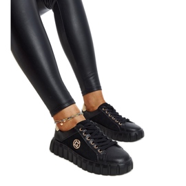 Crne kožne tenisice sa Stradone kamenčićima crna