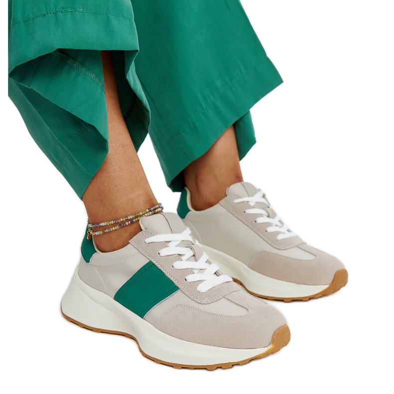 Ganim sive i zelene kožne tenisice siva