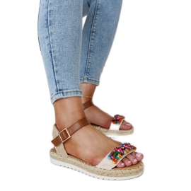 Bež sandale sa šarenim Galatine kamenčićima