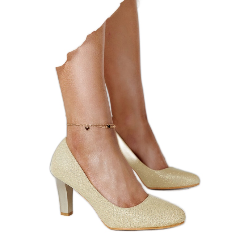 Zlatne sjajne salonke s kožnim uloškom Antibies zlatna