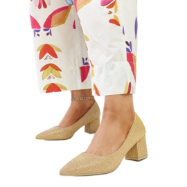 Laičke zlatne svjetlucave cipele na visoku petu zlatni