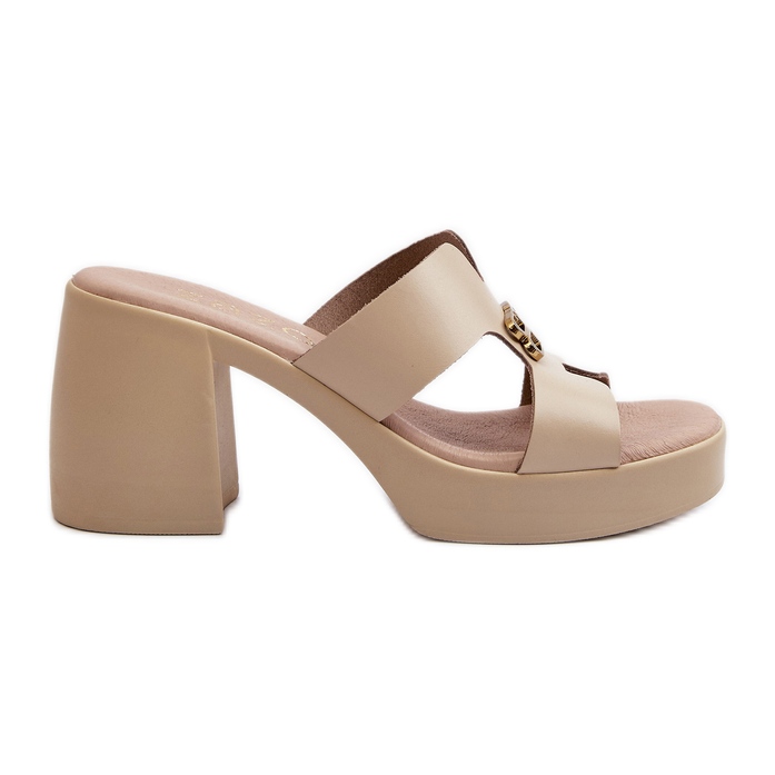 Zazoo 40419 Ženske kožne japanke s izrezima i ukrasima, bež