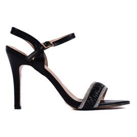 Crne elegantne ženske sandale na visoku petu crna