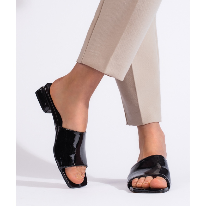 Goodin Ženske klasične crne mule na visoku petu crno