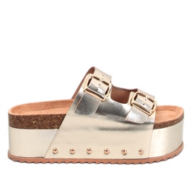 Galzai Gold japanke od pluta s platformom zlatni