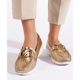 Goodin Ženske zlatne mokasine sa kopčom zlatni