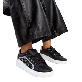 Crne platform tenisice sa Fekete šljokicama crno