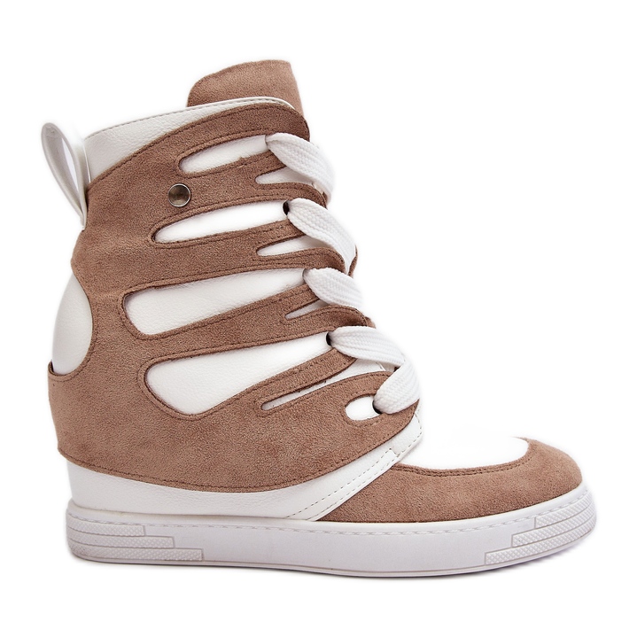 Bež kožne gležnjače na Wedge Amria