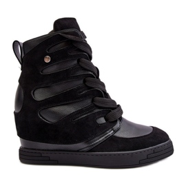 Kožne gležnjače na wedge, crna Amria