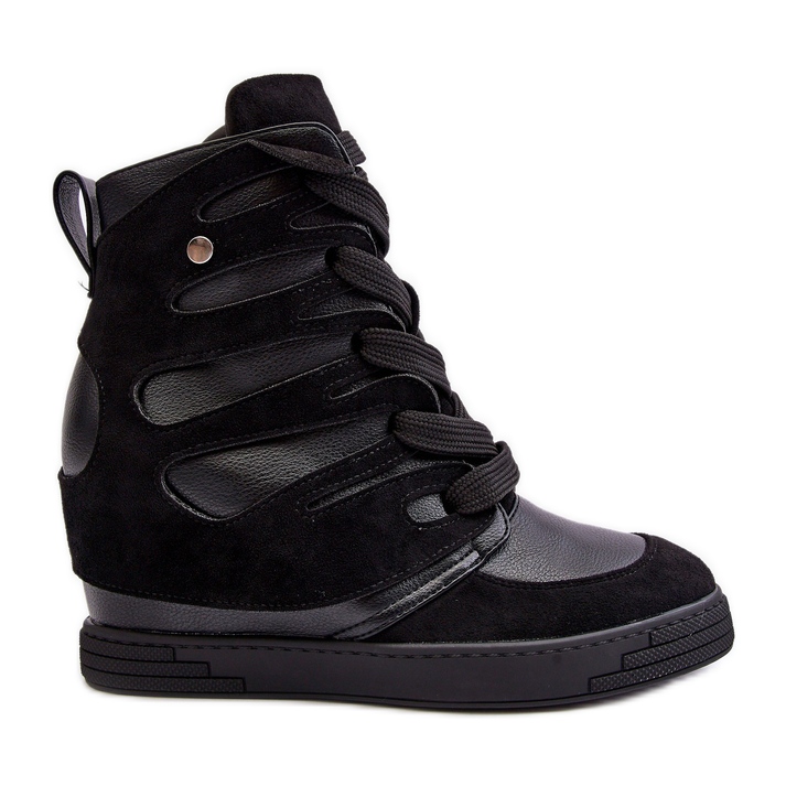 Kožne gležnjače na wedge, crna Amria crno