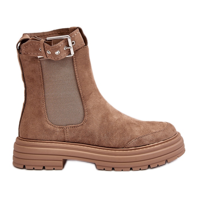 Chelsea čizme od brušene kože na masivnom potplatu, bež Ozaro