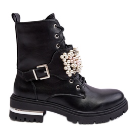 Izolirane ženske radničke gležnjače ukrašene crnim Venizi crna