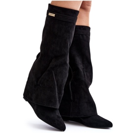 Crne Pattia ženske skrivene čizme na klin crna