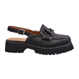 S.Barski Ženske sandale na ravnu petu s ukrasom crne D&amp;A MR38-656 crna