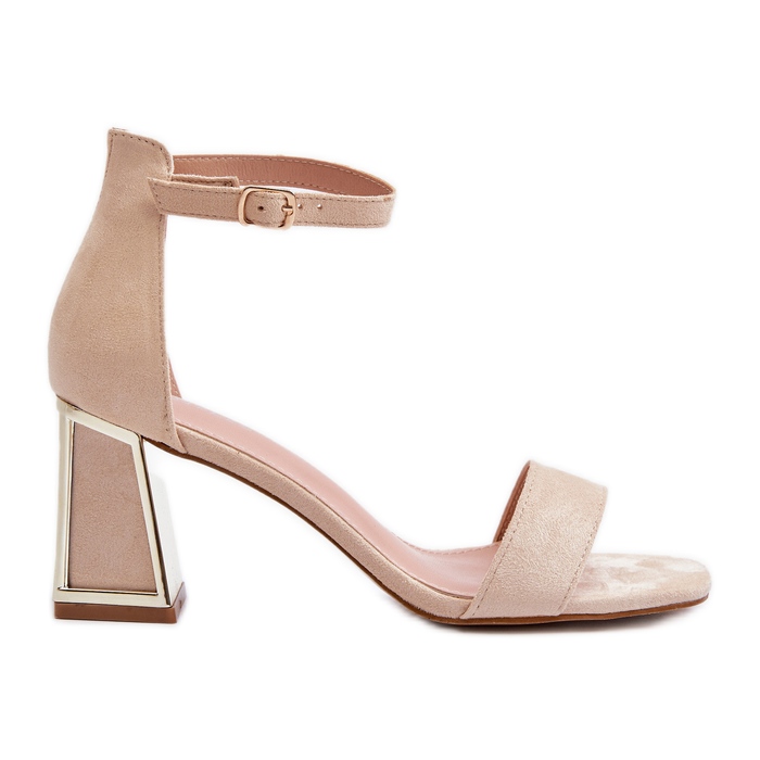 Sandale od brušene kože na visoku petu Beige Pholia bež