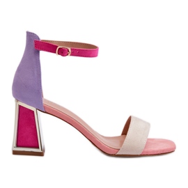 Sandale od brušene kože na visoku petu, Pink Pholia višebojan
