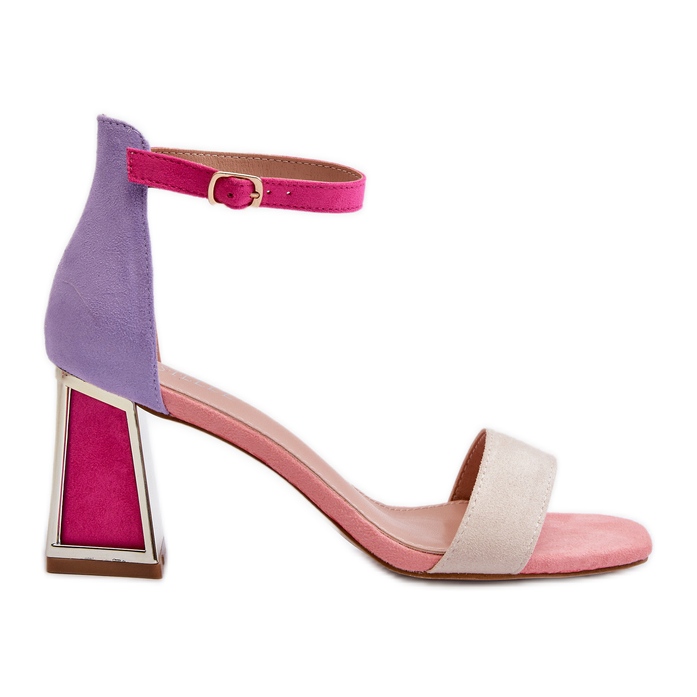 Sandale od brušene kože na visoku petu, Pink Pholia raznobojna