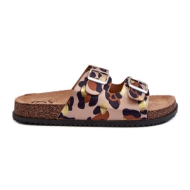 Bež i smeđe ženske japanke s kopčama Oliena