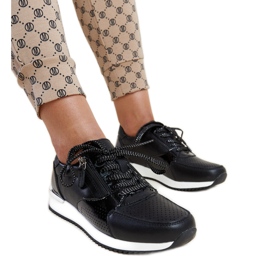 Crne kožne tenisice s metalnim umetkom Rida crno