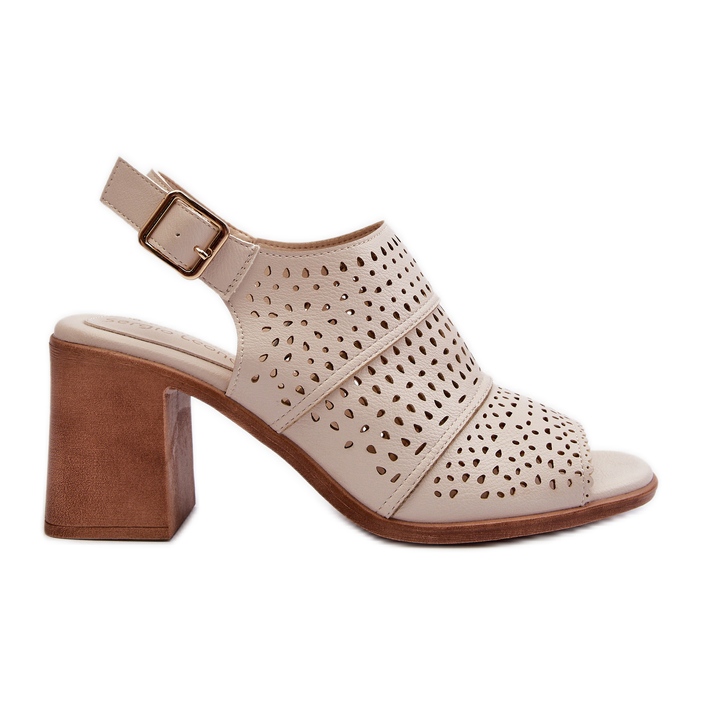 Ažurne sandale na visoku petu Sergio Leone SK565 svijetlo bež