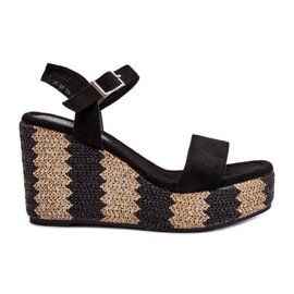 Ženske sandale na klin s pletenicom, crne Reviale crna