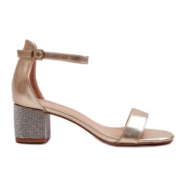 Ženske sandale od eko kože sa ukrašenom visokom petom, zlatne Wiatalia zlatna