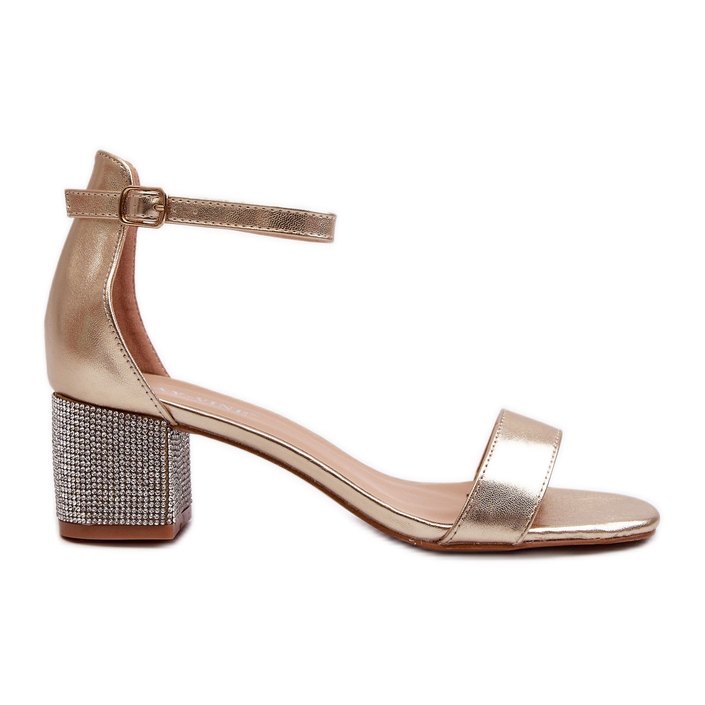 Ženske sandale od eko kože sa ukrašenom visokom petom, zlatne Wiatalia zlatna