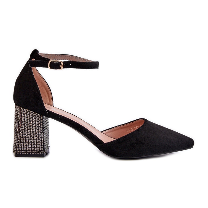 Cipele od eko antilop kože na ukrašenu petu, crne Anlitele crno