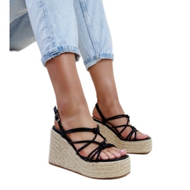 Black Mara sandale na klin crna