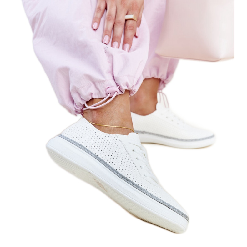 Bijelo-sive ažur tenisice Biserka bijela