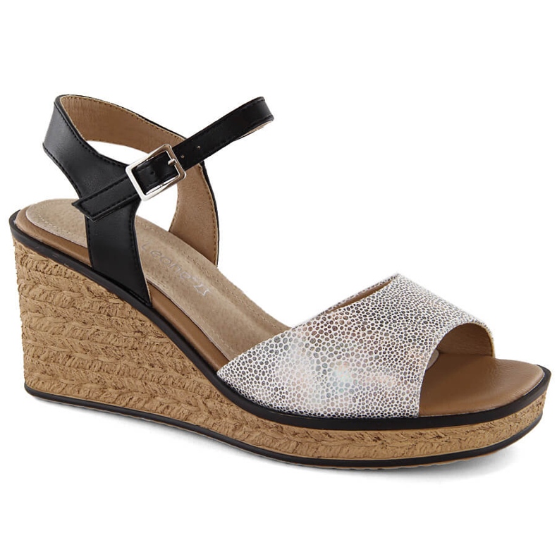 Ženske srebrne sandale na klin Sergio Leone SK229 srebro