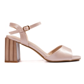 Goodin Elegantne bež ženske sandale na visoku petu