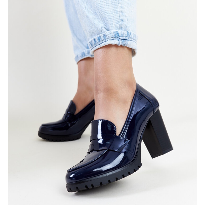 Mornarsko plave lakirane salonke s visokom petom Licoletta plava