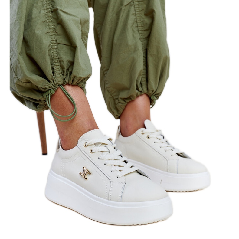 Svijetlo bež kožne tenisice s visokim potplatom, Melita