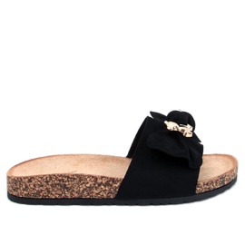 Loups Crne plutene papuče s medvjedićem crna