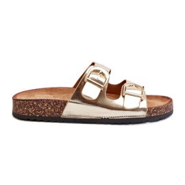 Ženske japanke na plutenu platformu s naramenicama, zlatne Doretta zlatni