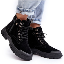 PS1 Ženske trapper gležnjače Jailina s izolacijom od brušene kože crna