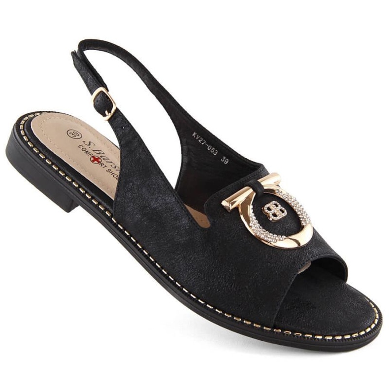 Udobne sandale s ukrasom S.Barski W OLI256A, crne crno
