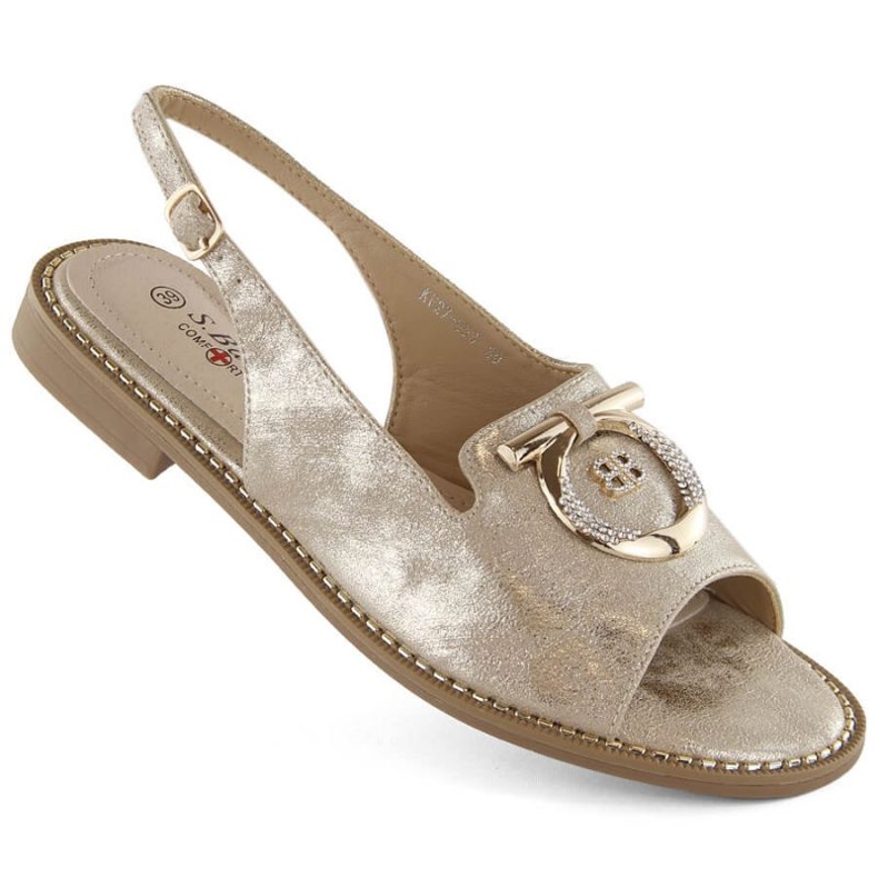 Udobne sandale sa S.Barski W OLI256B ukrasom, zlatne zlatna