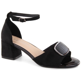 Sergio Leone W SK444A sandale s visokom petom od brušene kože, crne crna