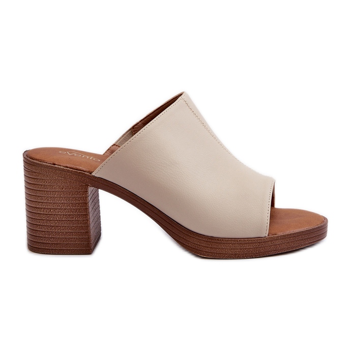 Elegantne, lagane ženske papuče na visoku petu, bež Varnila smeđa