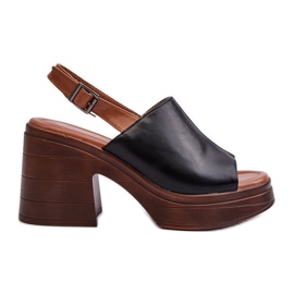 Vinceza Ženske sandale od eko kože s velikom petom i platformom, crne Meeyah crna