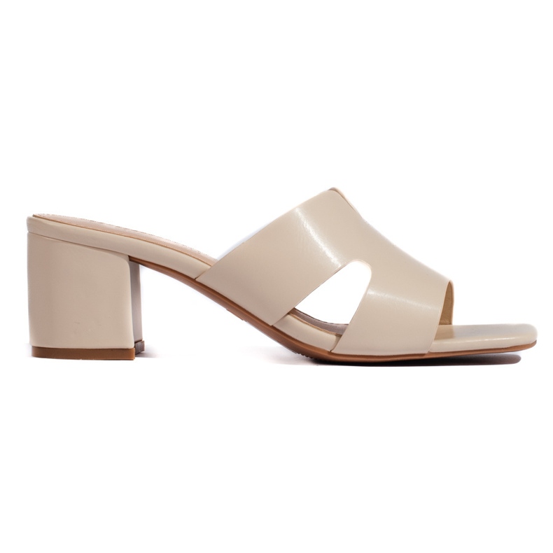 Bež ženske japanke na visoku petu